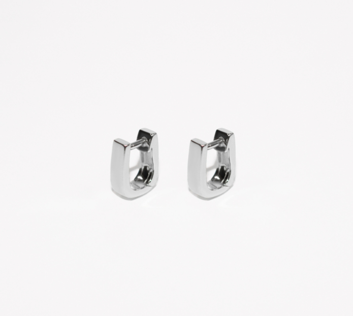 V-SHAPE HUGGIE EARRINGS - SILVER main image 1